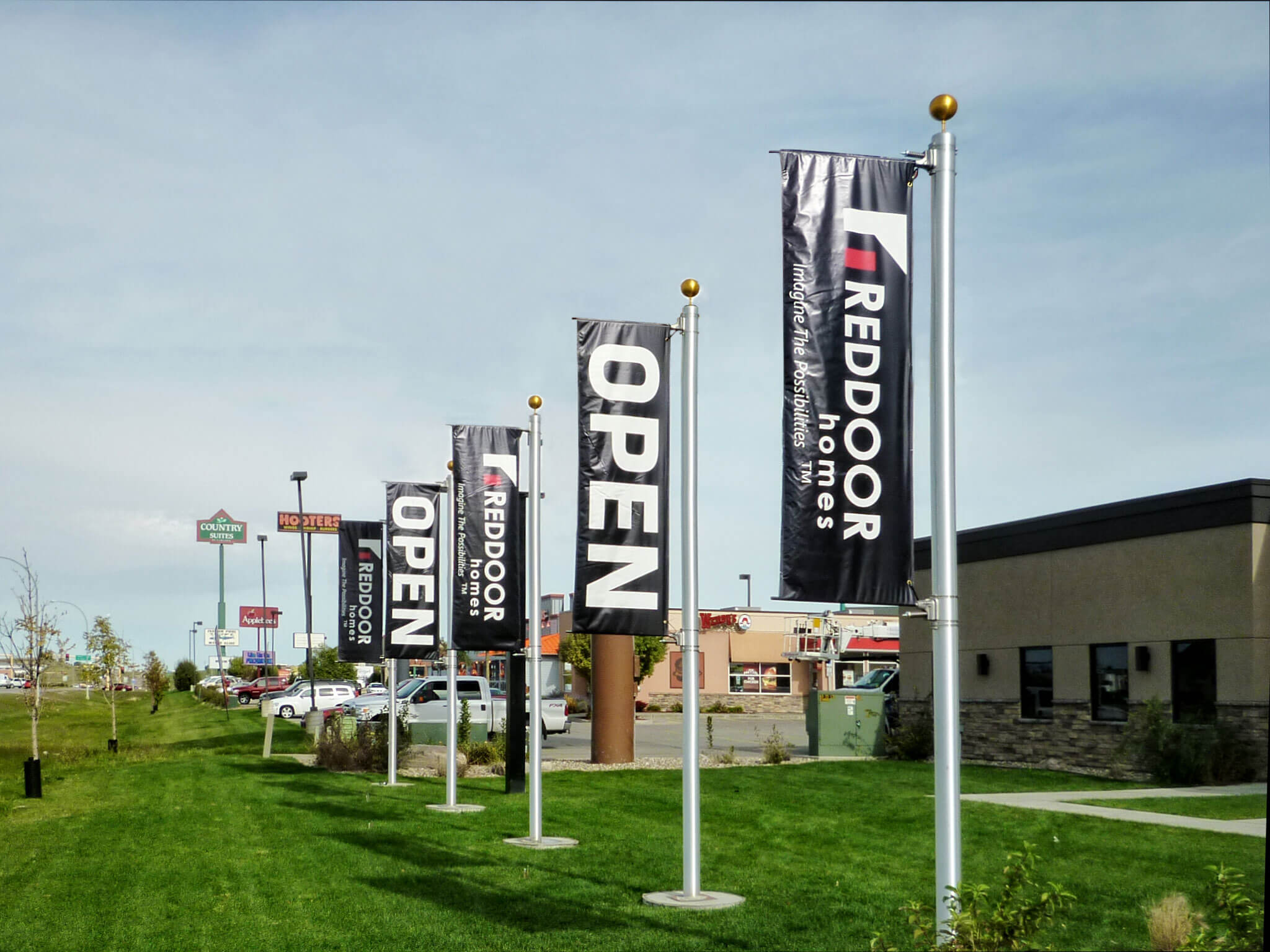 Ground Set Banner Poles 20 ft w 30 in. Arms for Large Banners FlagandBanner