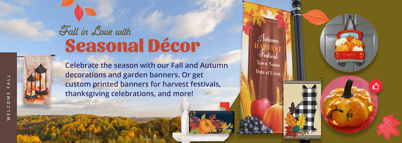 Shop Fall Seasonal Flags and Decor